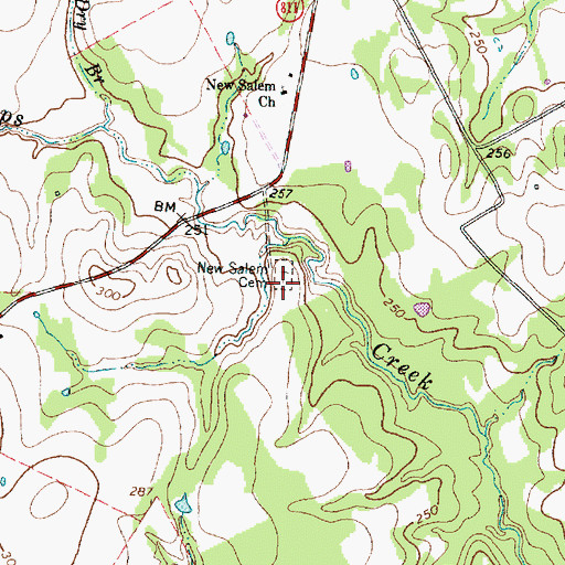 Topographic Map of New Salem Cemetery, TX