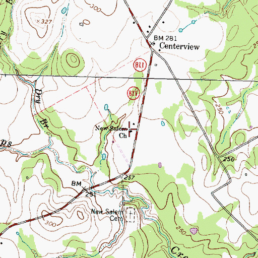 Topographic Map of New Salem Church, TX