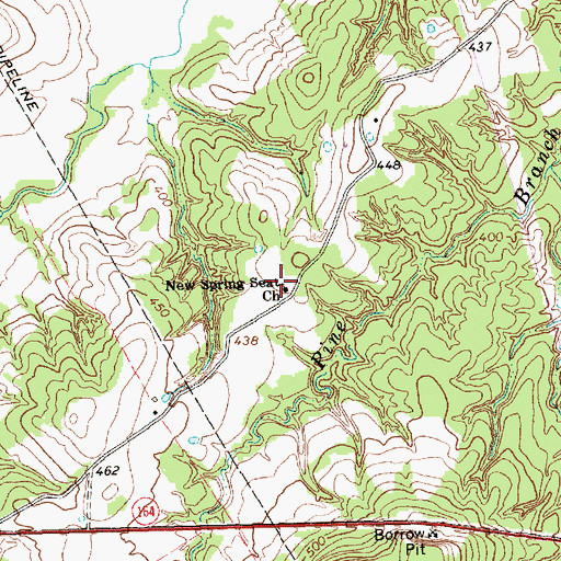 Topographic Map of New Spring Seat Church, TX