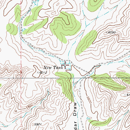 Topographic Map of New Tank, TX