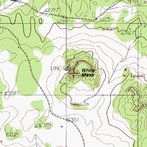 Topographic Map of White Mesa, AZ