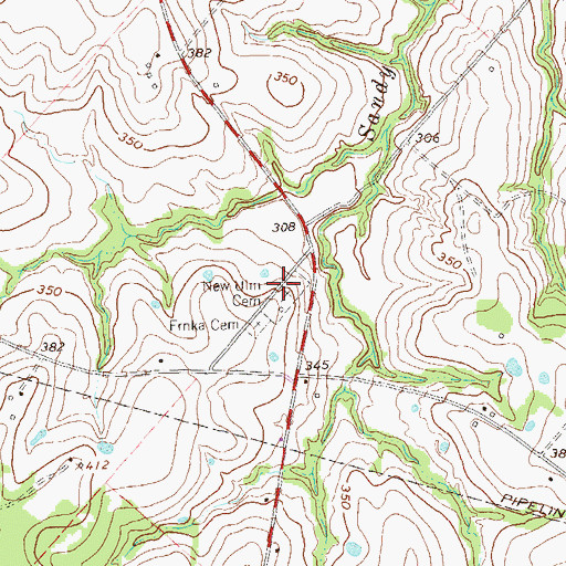 Topographic Map of New Ulm Cemetery, TX