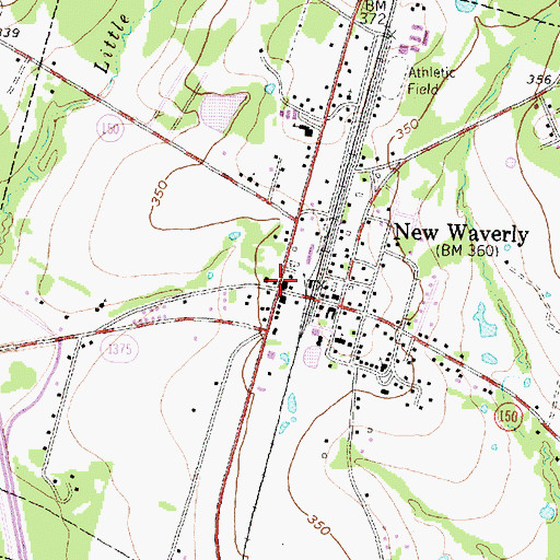 Topographic Map of New Waverly, TX