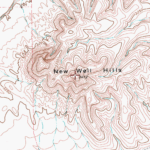 Topographic Map of New Well Hills, TX