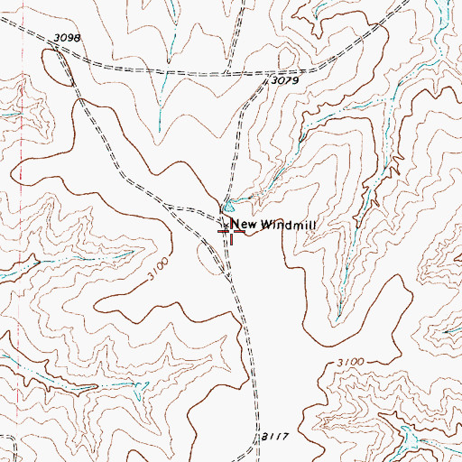 Topographic Map of New Windmill, TX