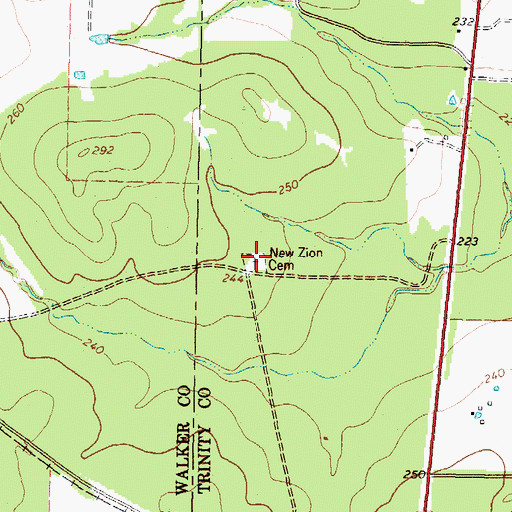 Topographic Map of New Zion Cemetery, TX