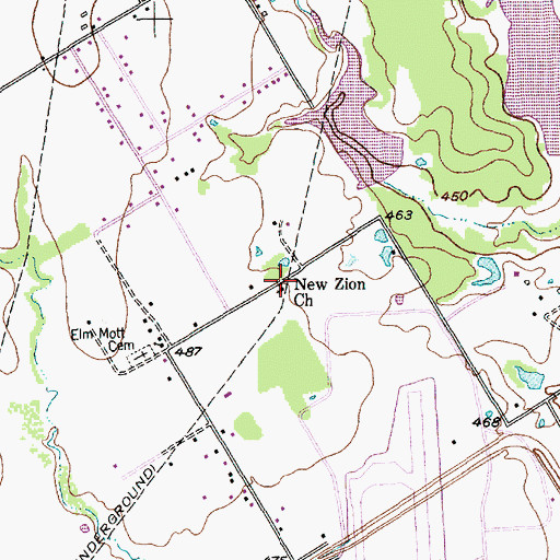 Topographic Map of New Zion Church, TX