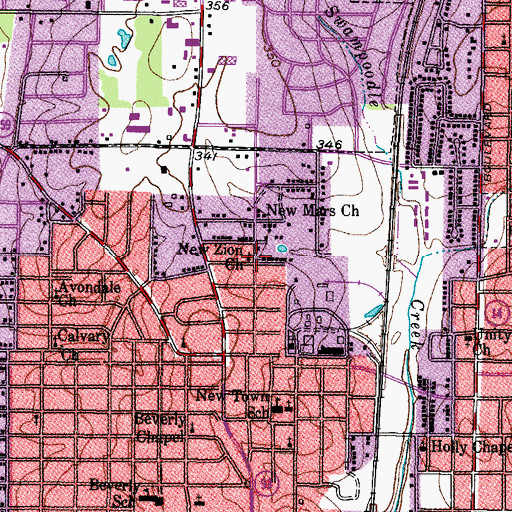 Topographic Map of New Zion Church, TX