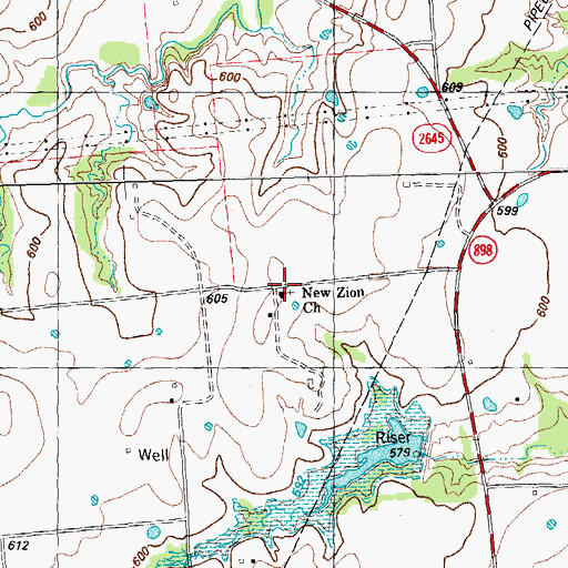 Topographic Map of New Zion Church, TX