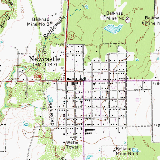 Topographic Map of Newcastle, TX