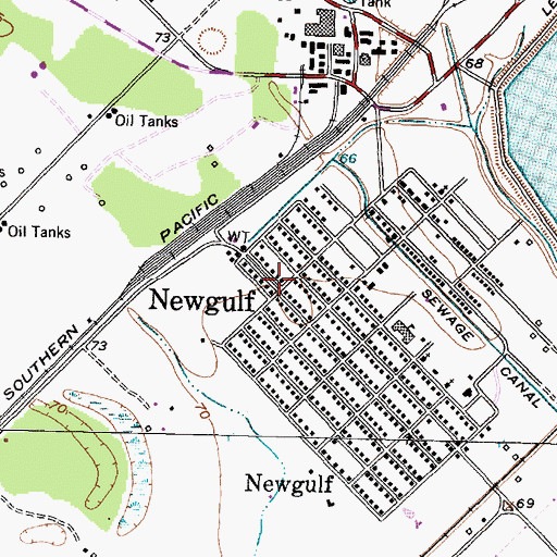 Topographic Map of Newgulf, TX