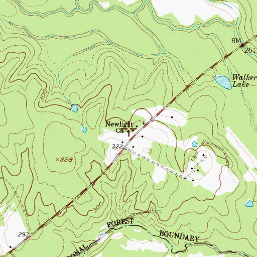 Topographic Map of Newlight Church, TX