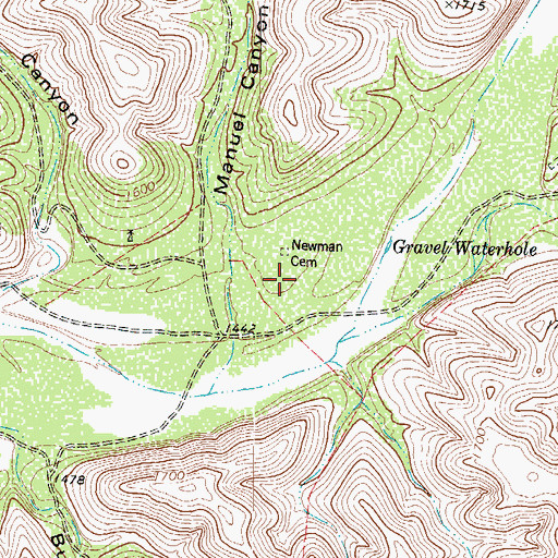 Topographic Map of Newman Cemetery, TX