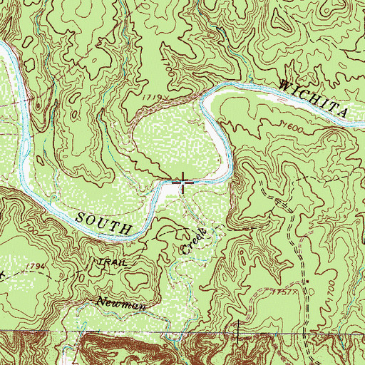 Topographic Map of Newman Creek, TX
