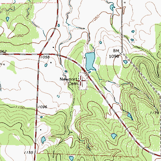 Topographic Map of Newport Cemetery, TX