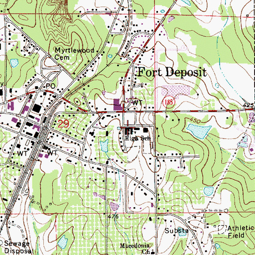 Topographic Map of Lowndes County High School, AL
