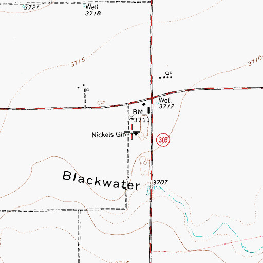 Topographic Map of Nickels Gin, TX