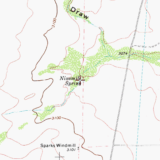 Topographic Map of Ninemile Spring, TX