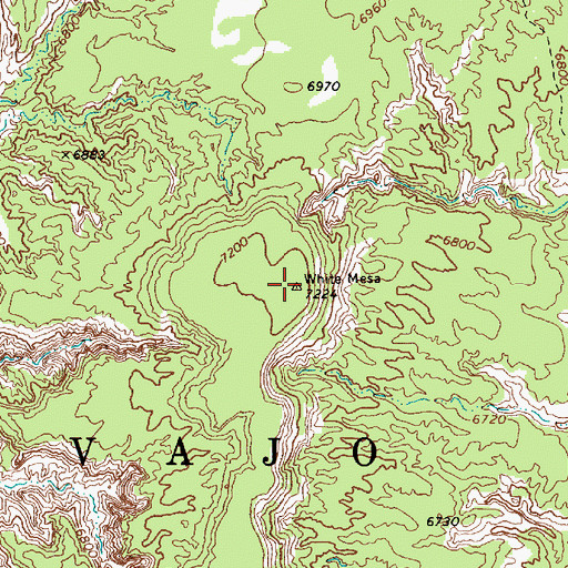Topographic Map of White Mesa, AZ