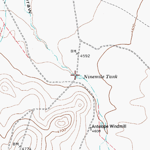 Topographic Map of Ninemile Tank, TX