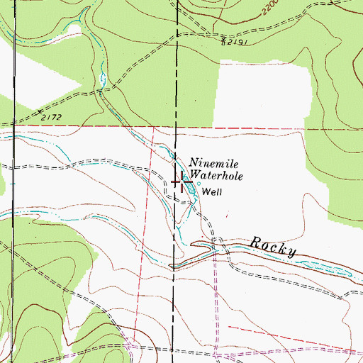 Topographic Map of Ninemile Waterhole, TX