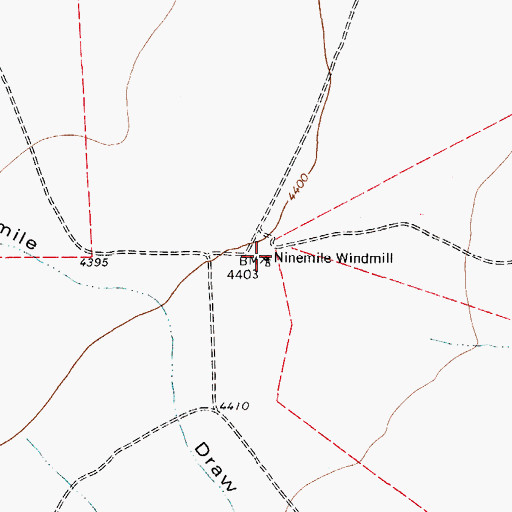 Topographic Map of Ninemile Windmill, TX