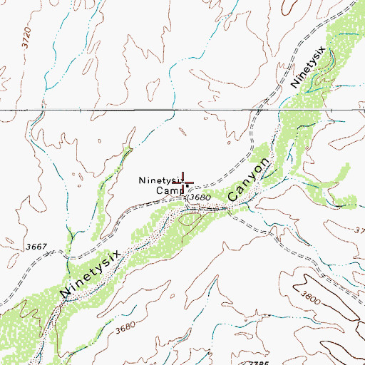Topographic Map of Ninetysix Camp, TX