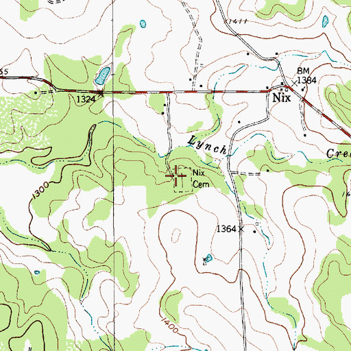 Topographic Map of Nix Cemetery, TX