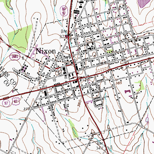 Topographic Map of Nixon, TX