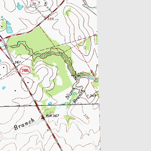 Topographic Map of Nixon Branch, TX