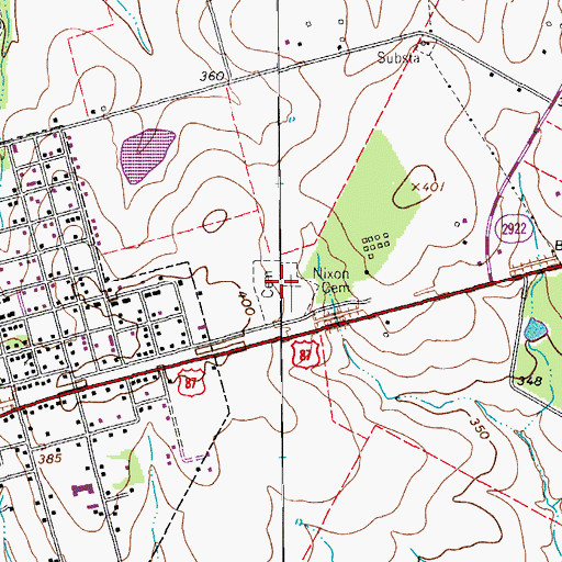 Topographic Map of Nixon Cemetery, TX