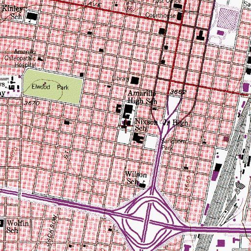 Topographic Map of Nixson Junior High School, TX