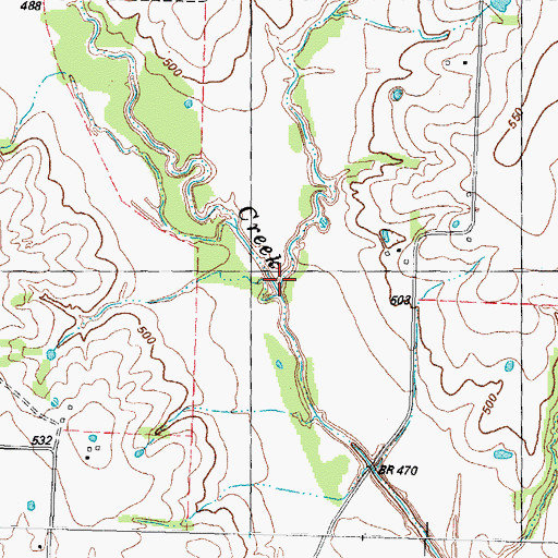 Topographic Map of Noble Creek, TX
