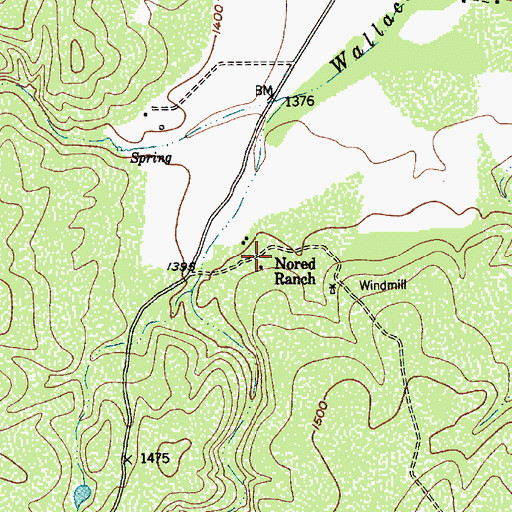 Topographic Map of Nored Ranch, TX