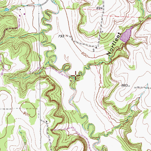 Topographic Map of Norfleet Hollow, TX