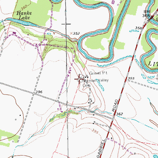 Topographic Map of Norman Valley Cemetery, TX