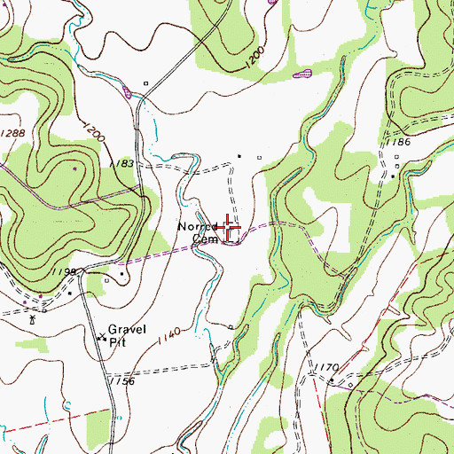 Topographic Map of Norred Cemetery, TX