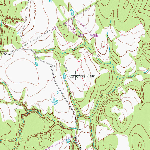 Topographic Map of Norris Cemetery, TX