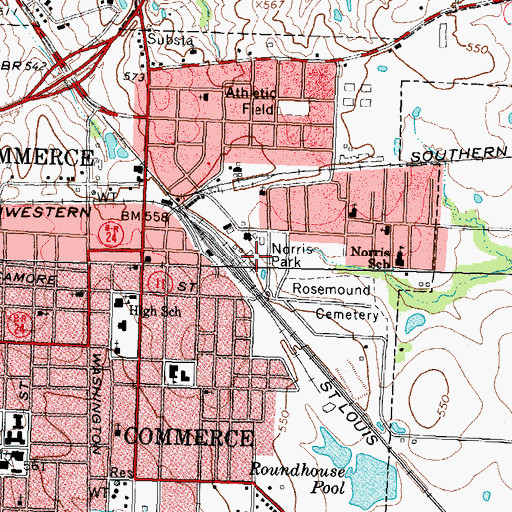 Topographic Map of Norris Park, TX