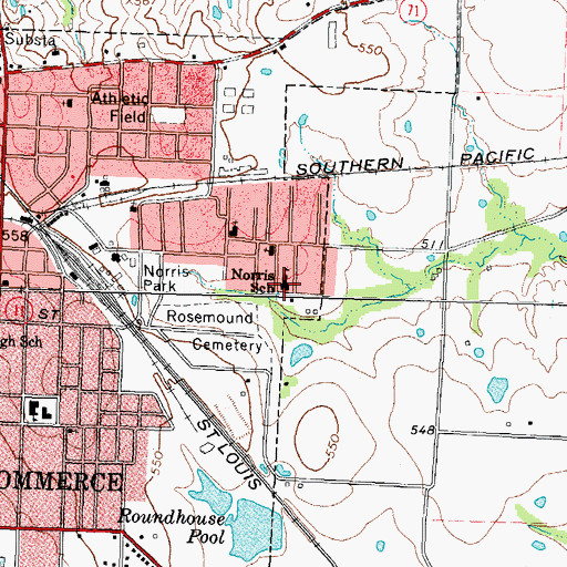 Topographic Map of Norris School, TX