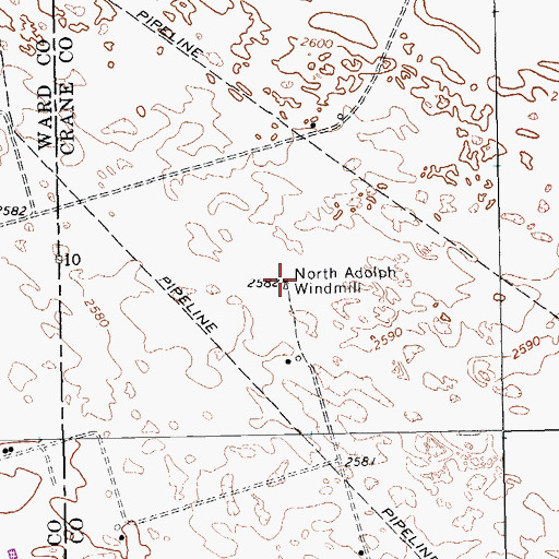 Topographic Map of North Adolph Windmill, TX
