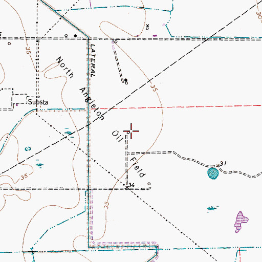 Topographic Map of North Angleton Oil Field, TX