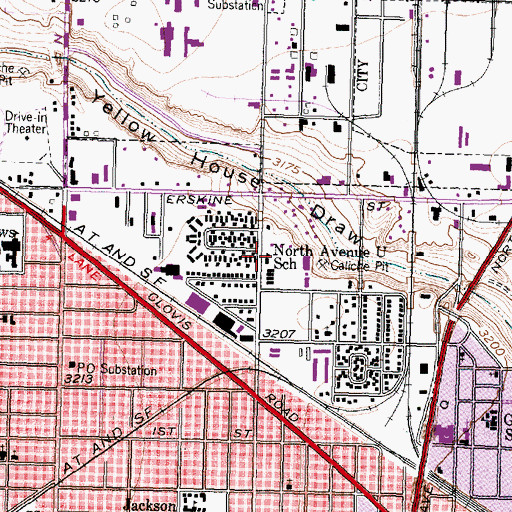 Topographic Map of North Avenue U School, TX