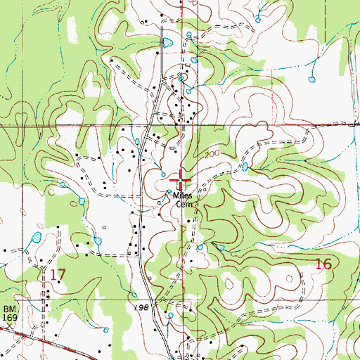 Topographic Map of Miles Cemetery, AL