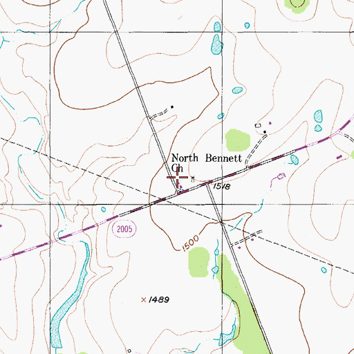 Topographic Map of North Bennett Church, TX