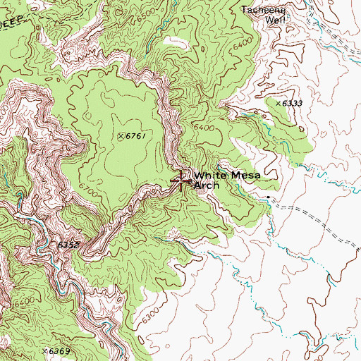 Topographic Map of White Mesa Arch, AZ