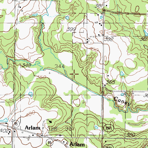 Topographic Map of North Branch Caney Creek, TX