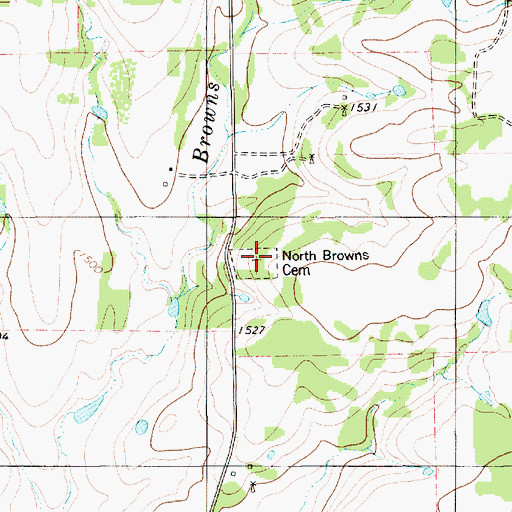 Topographic Map of North Browns Cemetery, TX