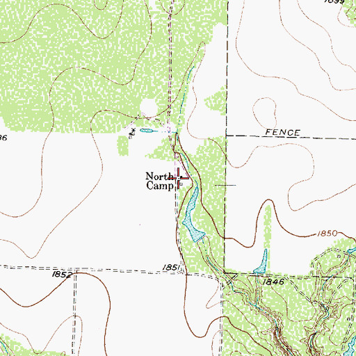 Topographic Map of North Camp, TX