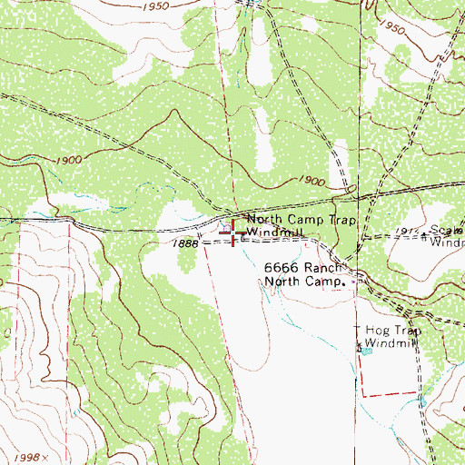Topographic Map of North Camp Trap Windmill, TX